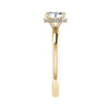 side shot of luxury oval yellow gold hidden halo lab grown diamond engagement ring
