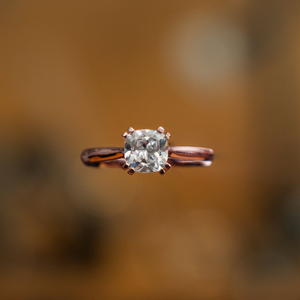 Cushion 18K Rose Gold Lab Grown Solitaire