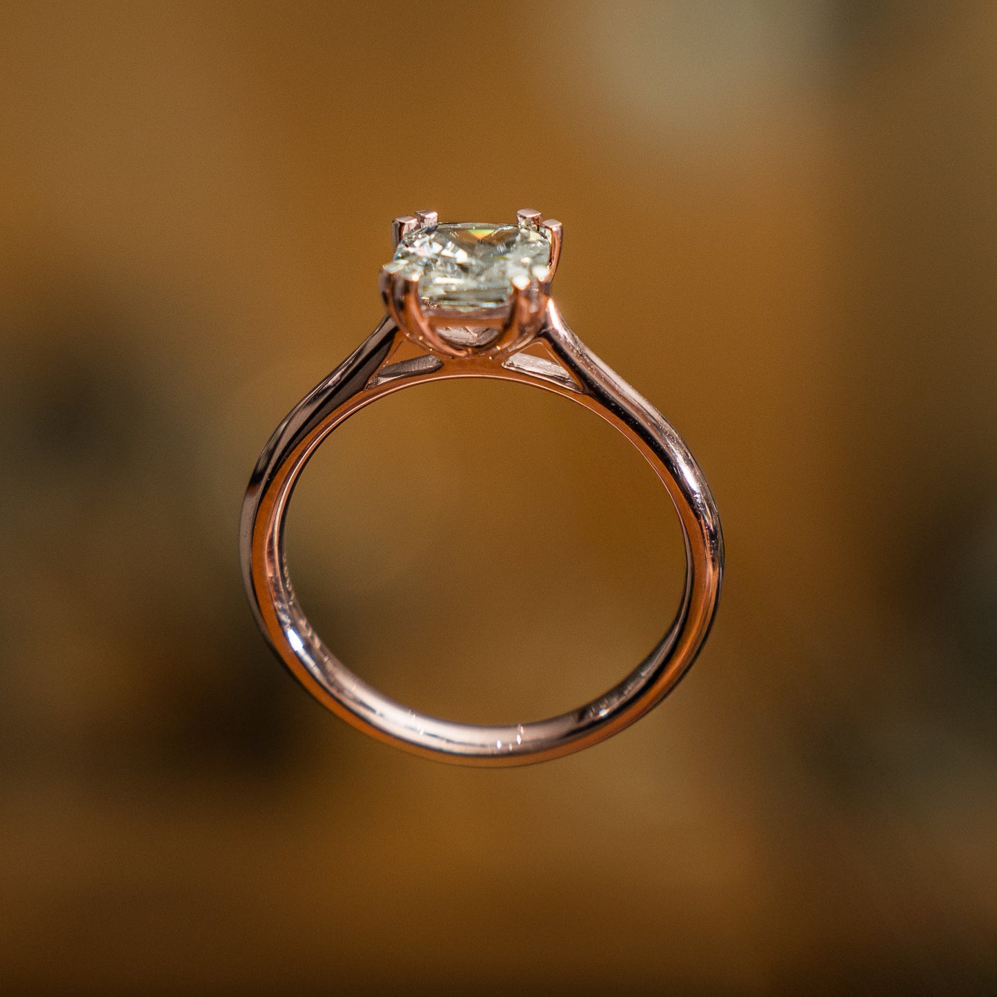 Cushion 18K Rose Gold Lab Grown Solitaire