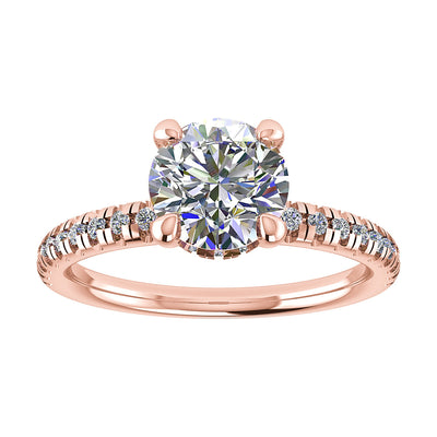 Round 18K Rose Gold Lab Grown Diamond Set Shoulders (Hidden Halo)