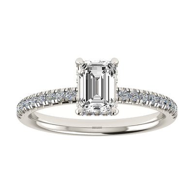 Emerald Platinum Lab Grown Diamond Set Shoulders (Hidden Halo)