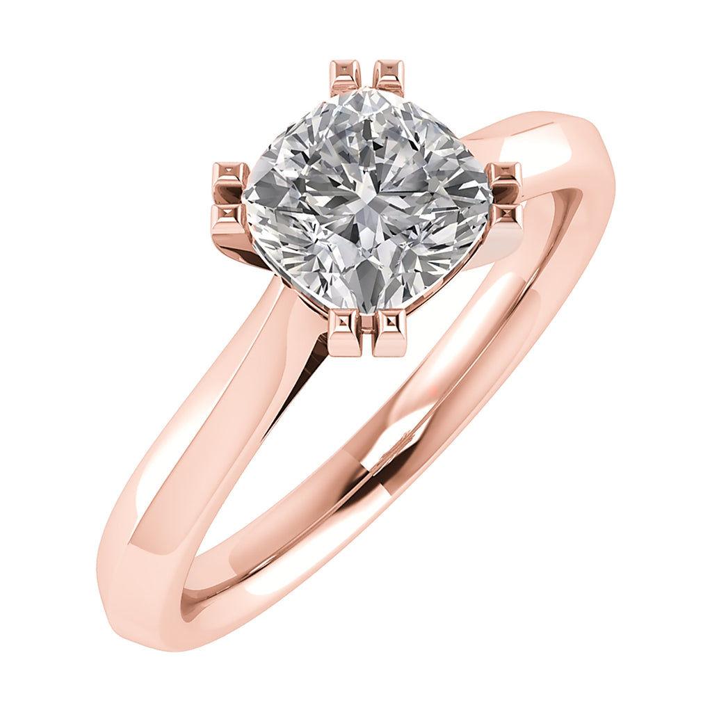 Cushion 18K Rose Gold Lab Grown Solitaire