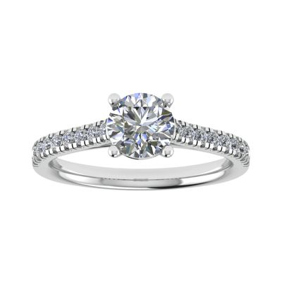 Round White Gold Lab Grown Diamond Set Shoulders