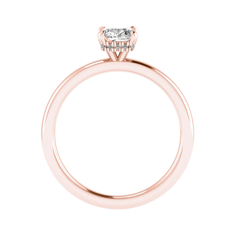  cushion rose gold hidden halo solitaire lab grown diamond engagement ring
