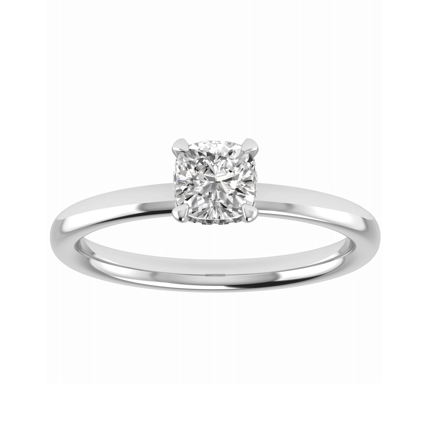 luxury cushion platinum hidden halo solitaire lab grown diamond engagement ring