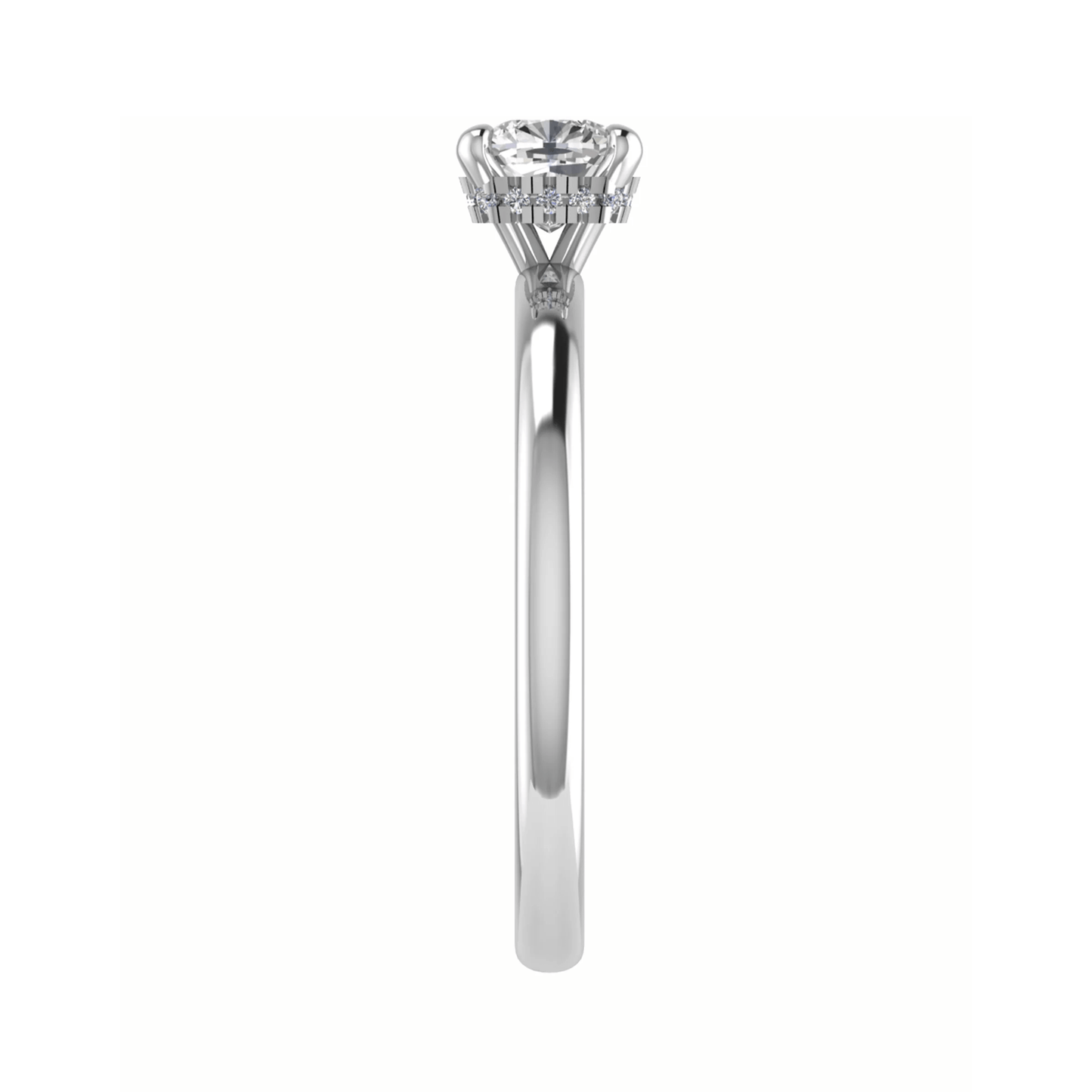 side image luxury cushion platinum hidden halo solitaire lab grown diamond engagement ring