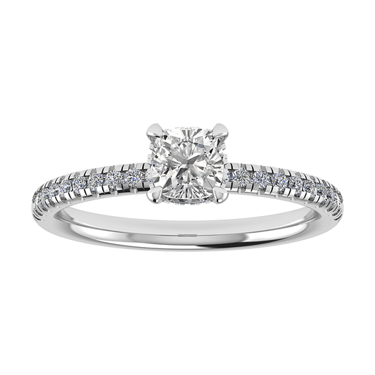 luxury cushion platinum diamond set shoulders hidden halo lab grown diamond engagement ring