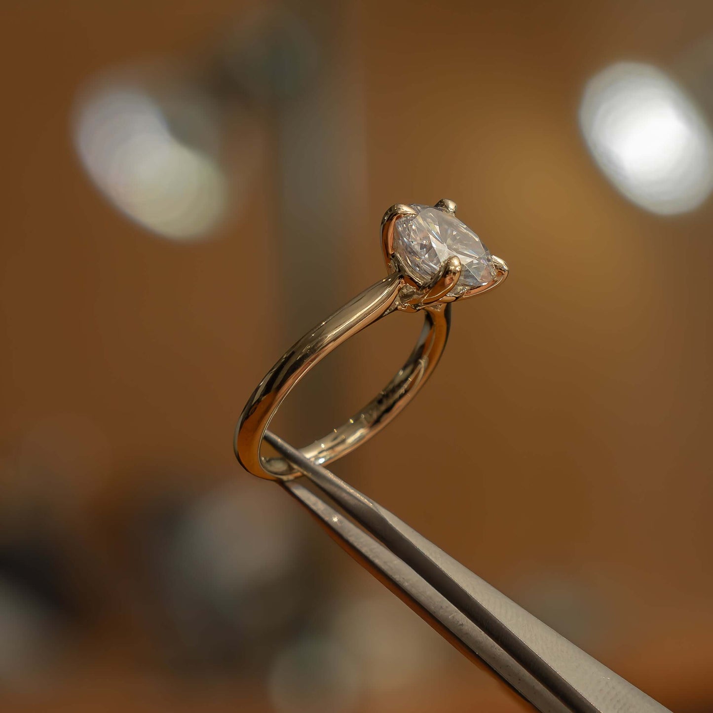 left side in studioluxury yellow gold hidden halo lab grown diamond engagement ring
