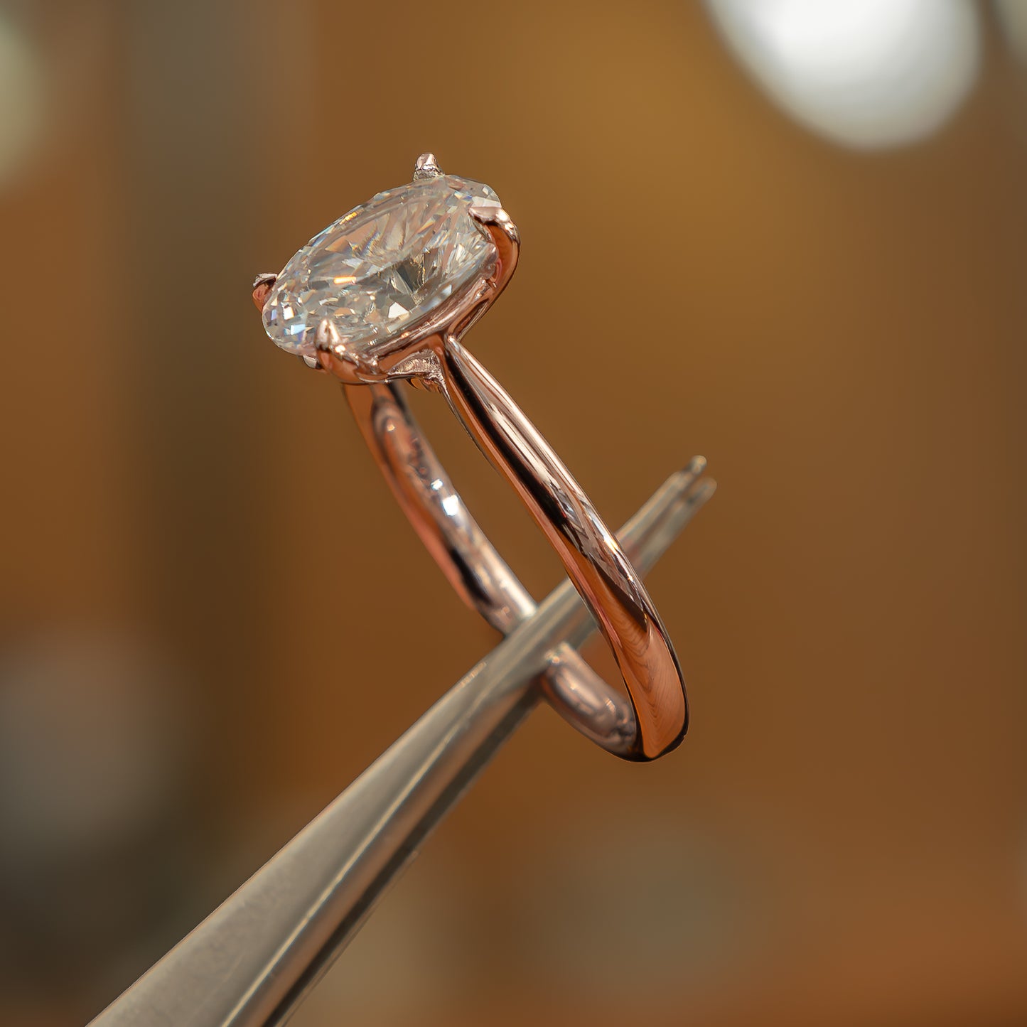  luxury oval rose gold solitaire lab grown diamond engagement ring studio image 