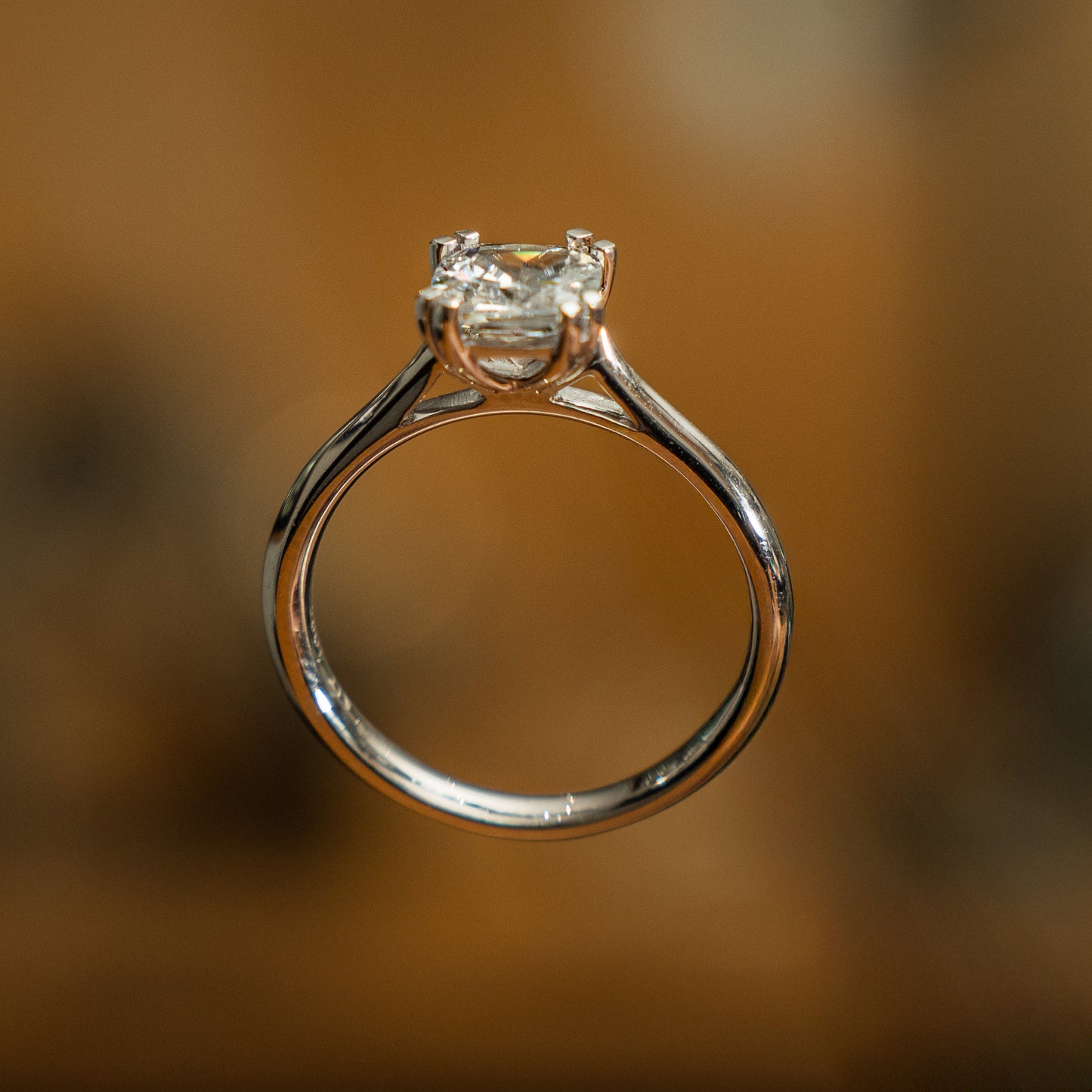 Cushion 18K White Gold Lab Grown Solitaire