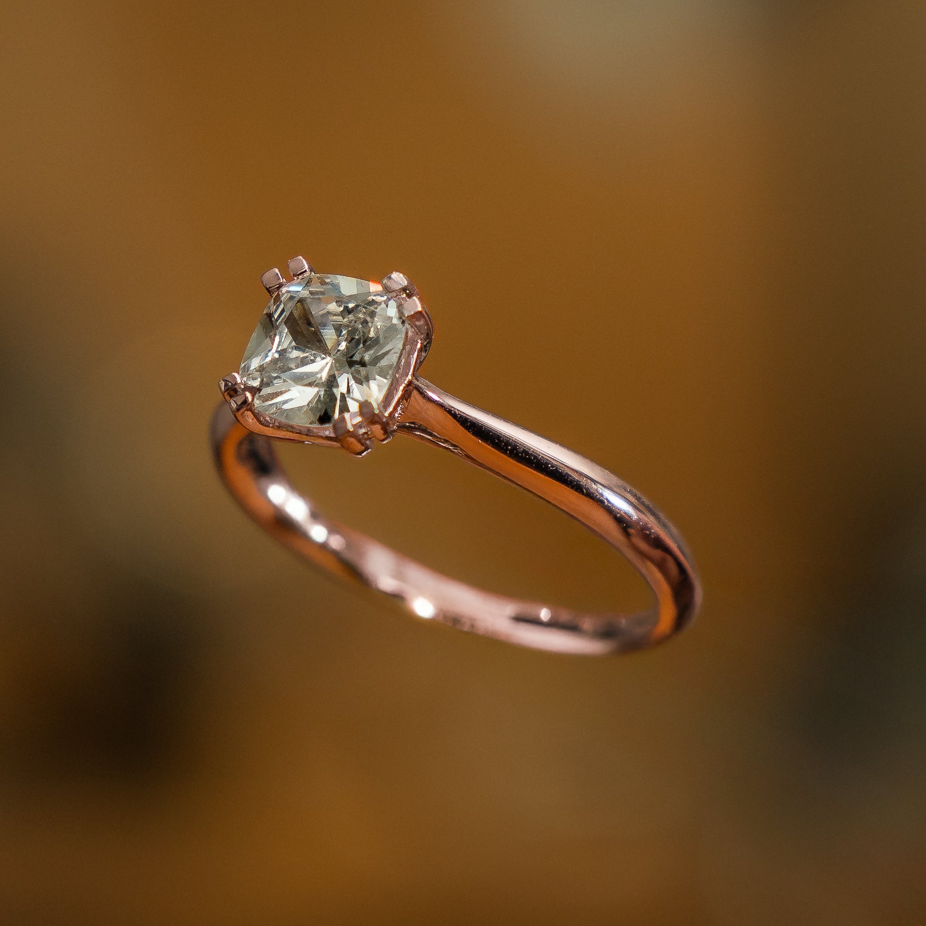Cushion 18K Rose Gold Lab Grown Solitaire