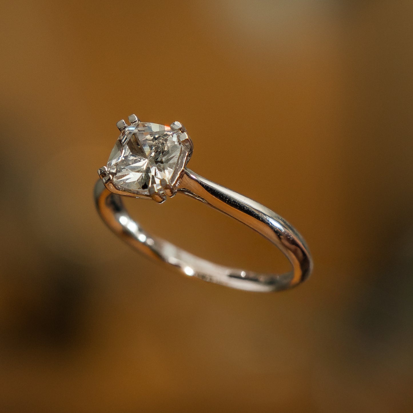 Cushion 18K White Gold Lab Grown Solitaire
