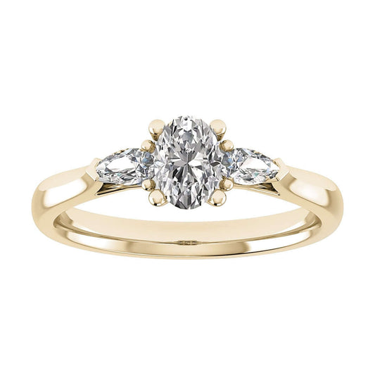 luxury oval white gold trilogy lab grown diamond engagement ring