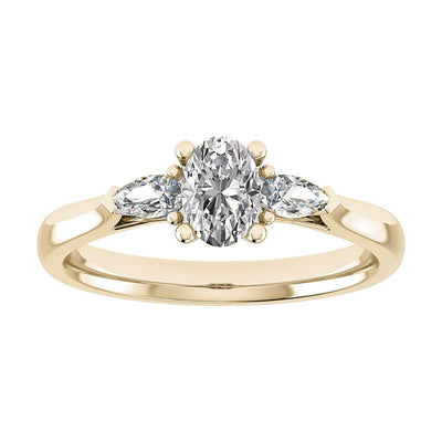 Oval Yellow Gold Lab Grown Diamond Trilogy