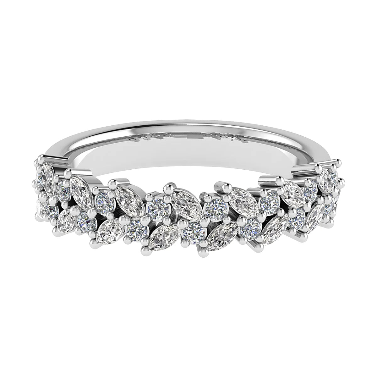 Marquise And Round Platinum Lab Grown Multi Stone Diamond Ring
