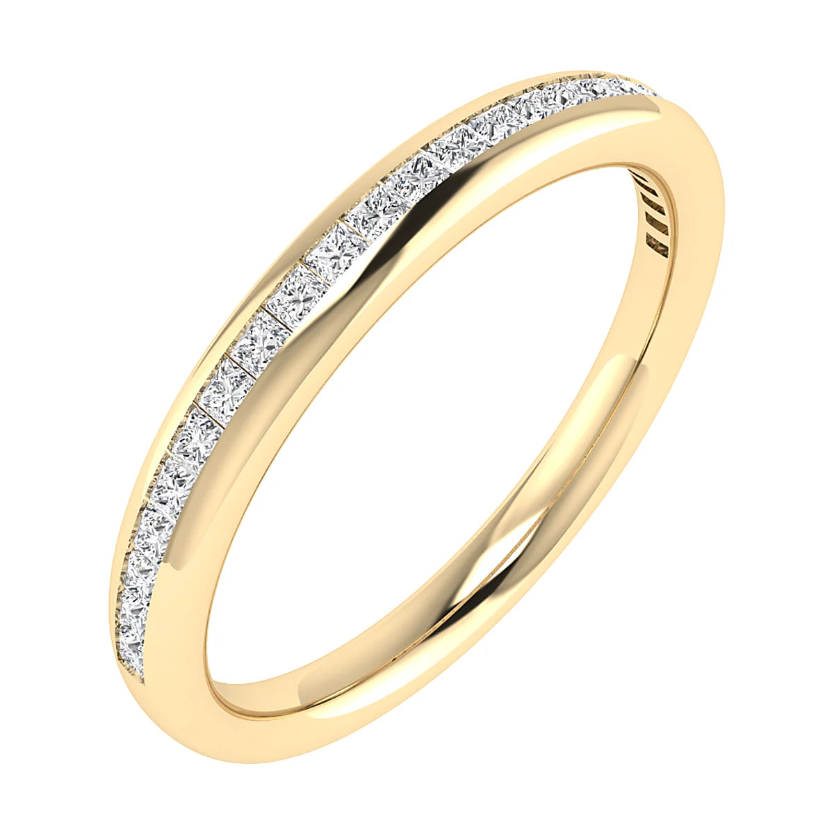 2.30mm Princess Channel Set 50% - Lab-grown Diamond | 18k Yellow Gold