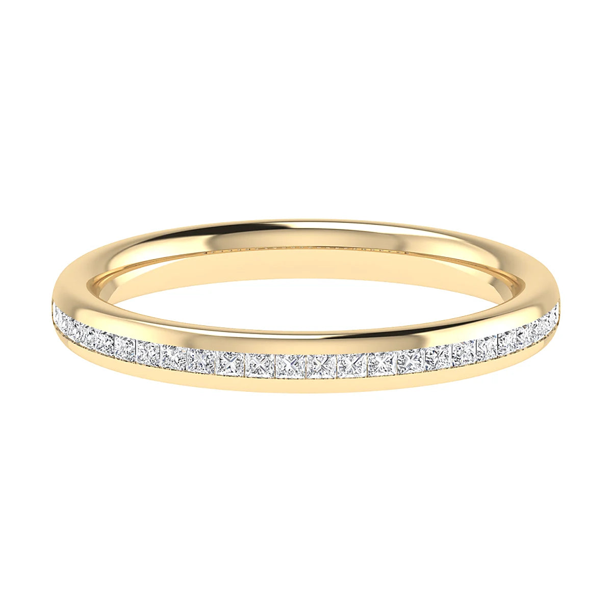 2.30mm Princess Channel Set 50% - Lab-grown Diamond | 18k Yellow Gold