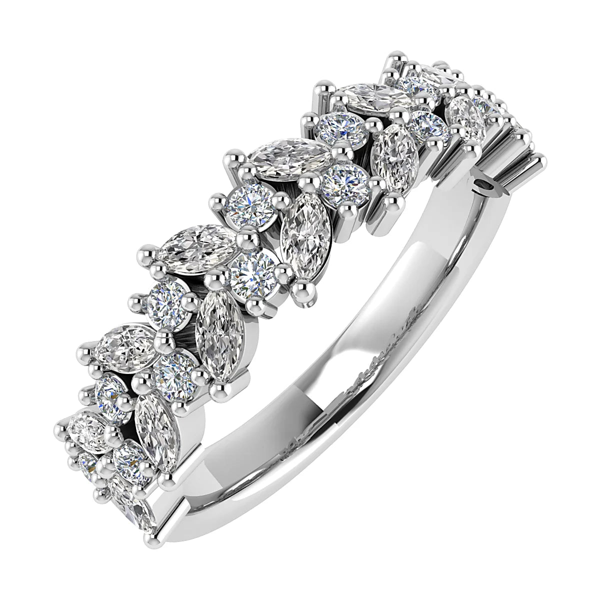 Marquise And Round Platinum Lab Grown Multi Stone Diamond Ring