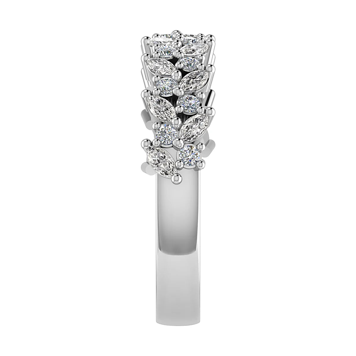 Marquise And Round Platinum Lab Grown Multi Stone Diamond Ring