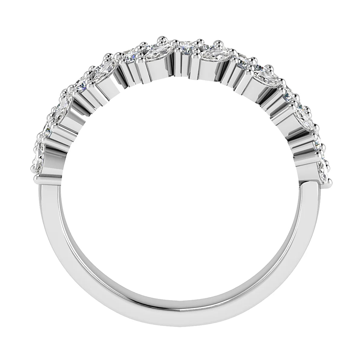 Marquise And Round Platinum Lab Grown Multi Stone Diamond Ring