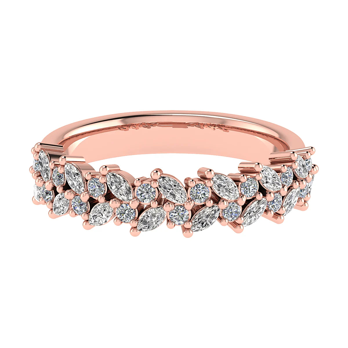 Marquise And Round 18K Rose Gold Lab Grown Multi Stone Diamond Ring