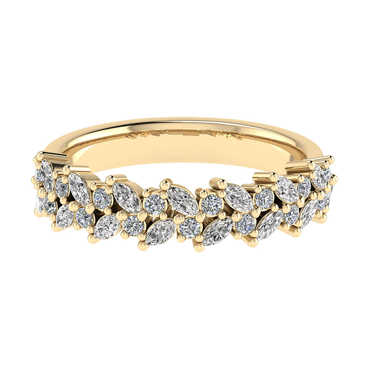 Marquise And Round 18K Yellow Gold Lab Grown Multi Stone Diamond Ring
