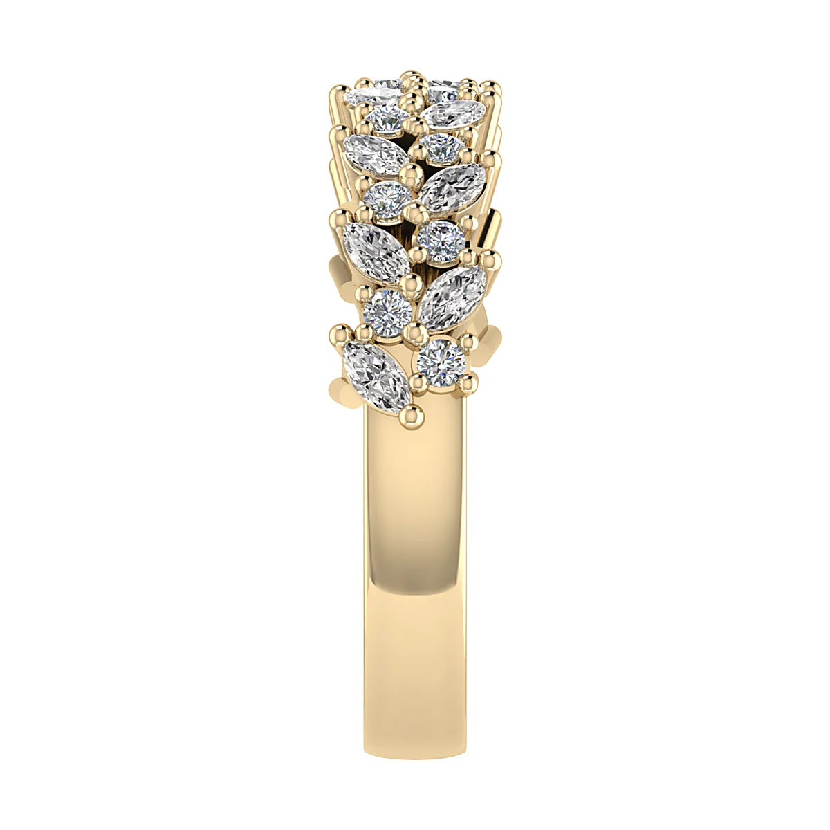 Marquise And Round 18K Yellow Gold Lab Grown Multi Stone Diamond Ring