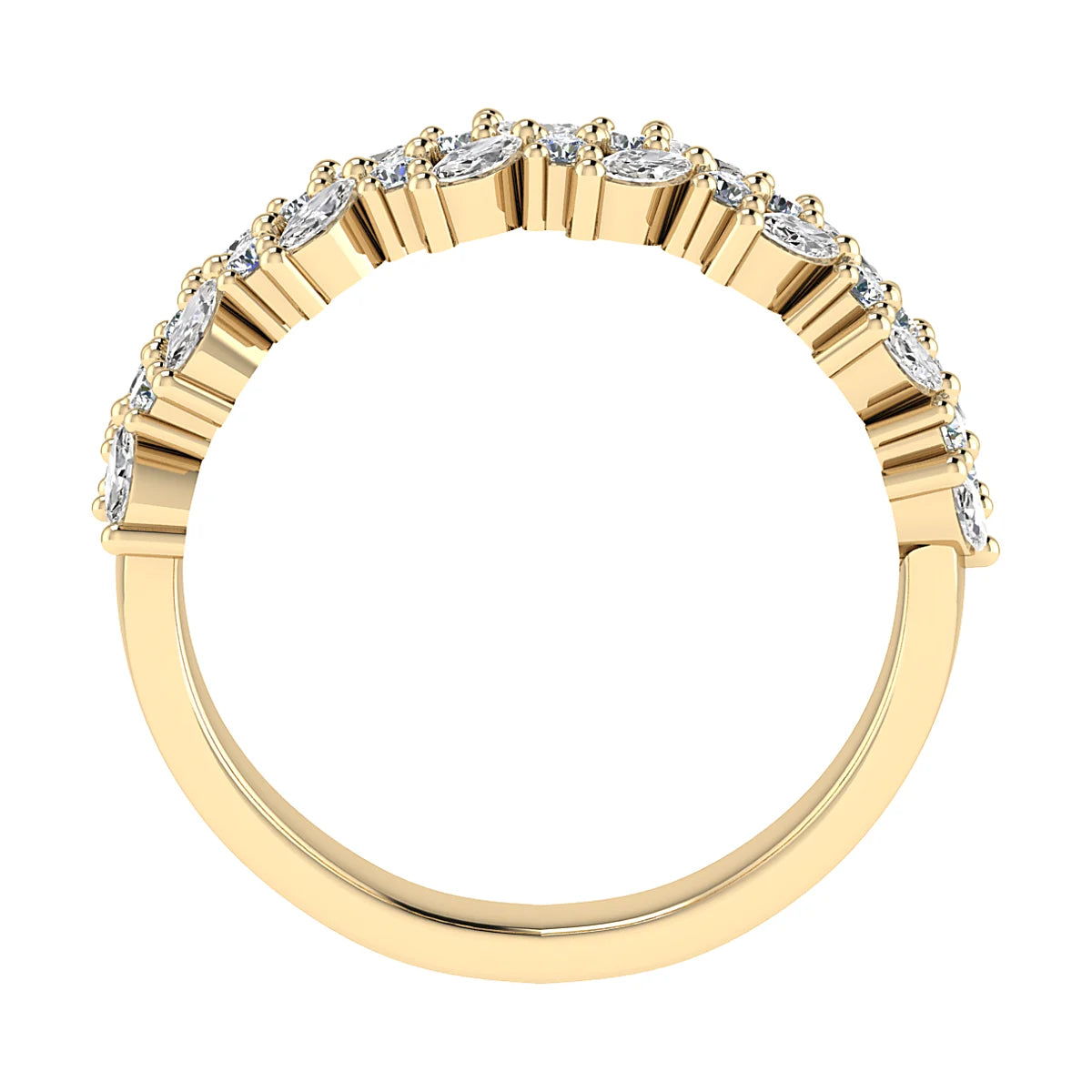 Marquise And Round 18K Yellow Gold Lab Grown Multi Stone Diamond Ring