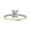 luxury emerald yellow gold diamond set shoulders lab grown diamond engagement ring