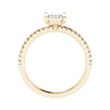 side view of luxury emerald yellow gold diamond set shoulders lab grown diamond engagement ring
