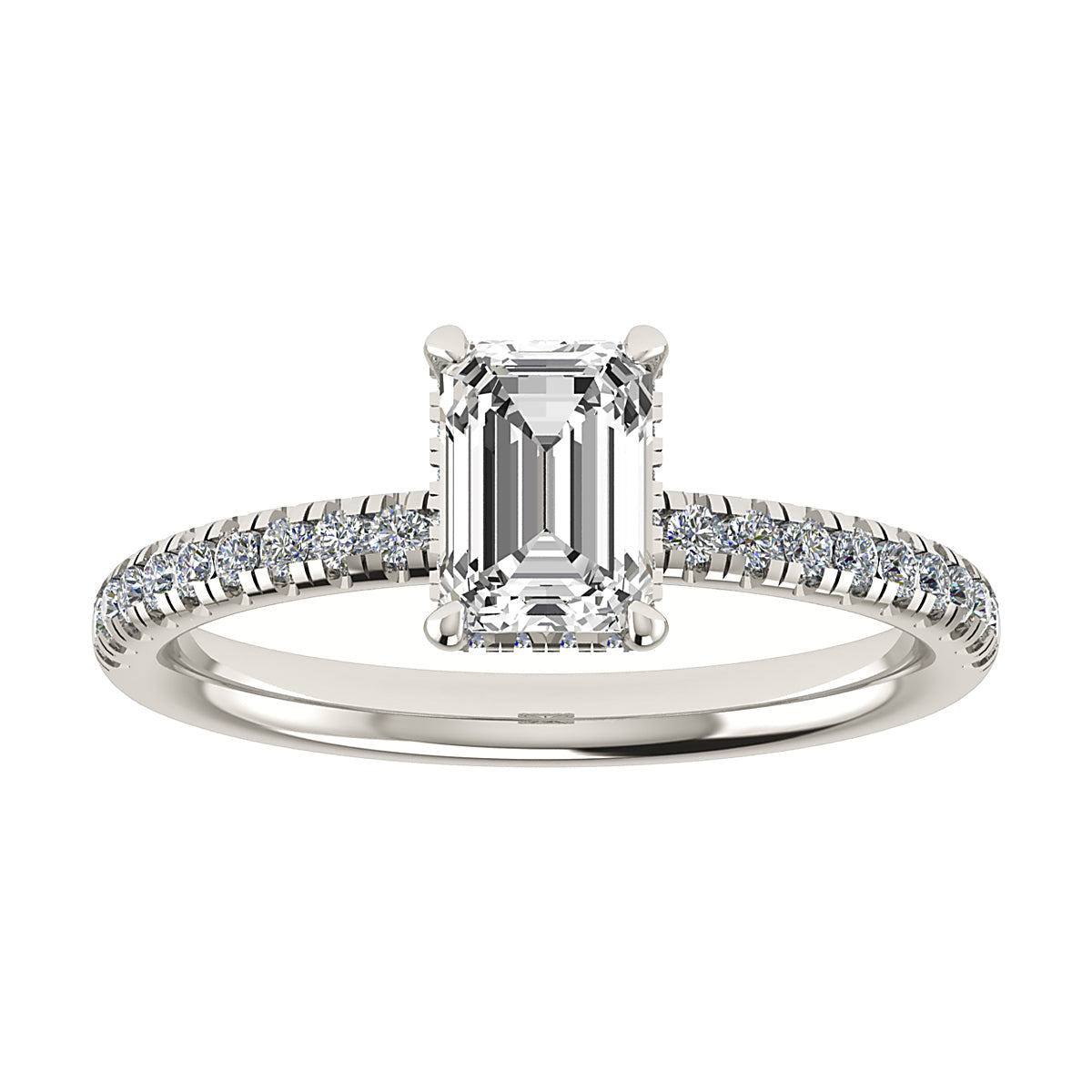 Emerald Platinum Lab Grown Diamond Set Shoulders (Hidden Halo)