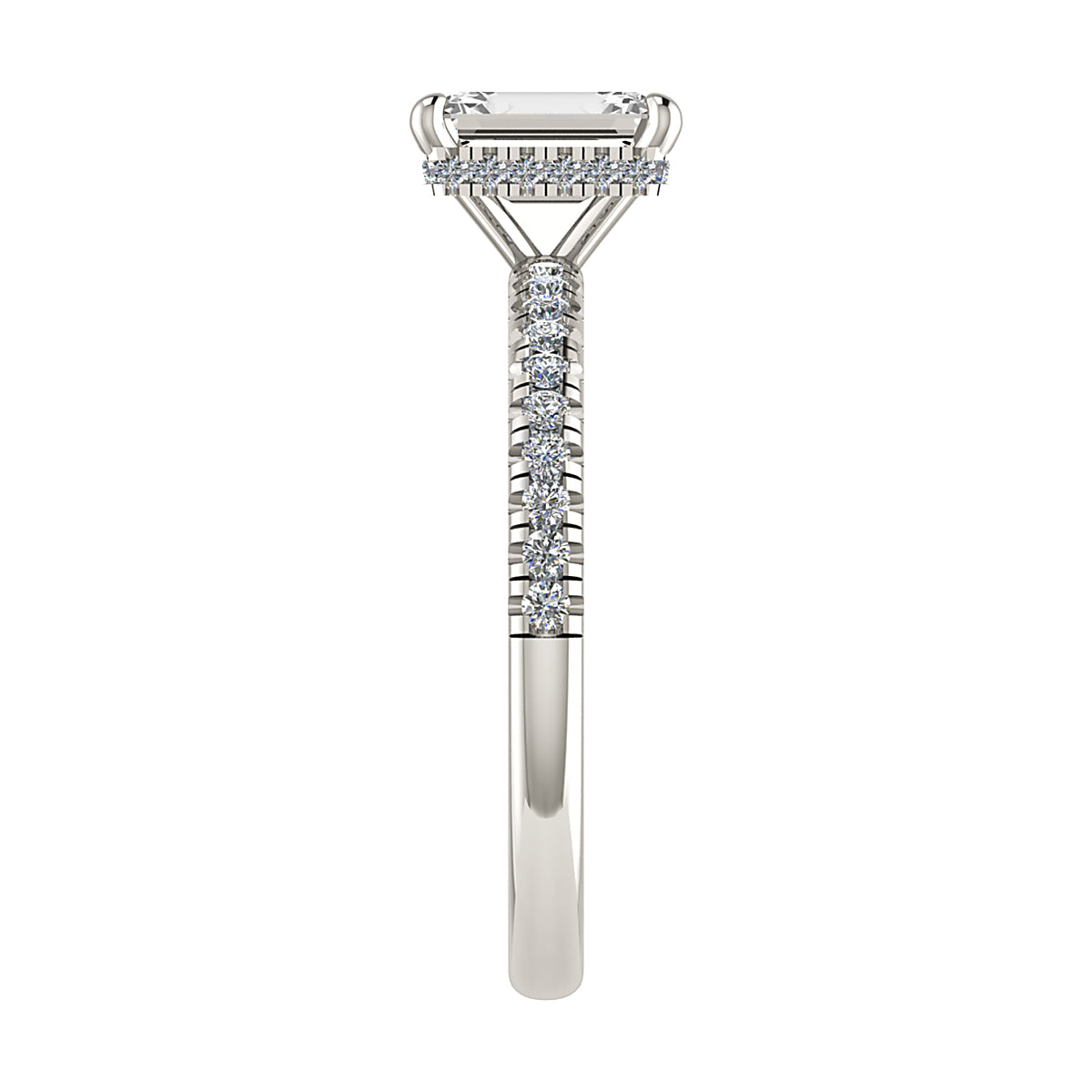 Emerald Platinum Lab Grown Diamond Set Shoulders (Hidden Halo)