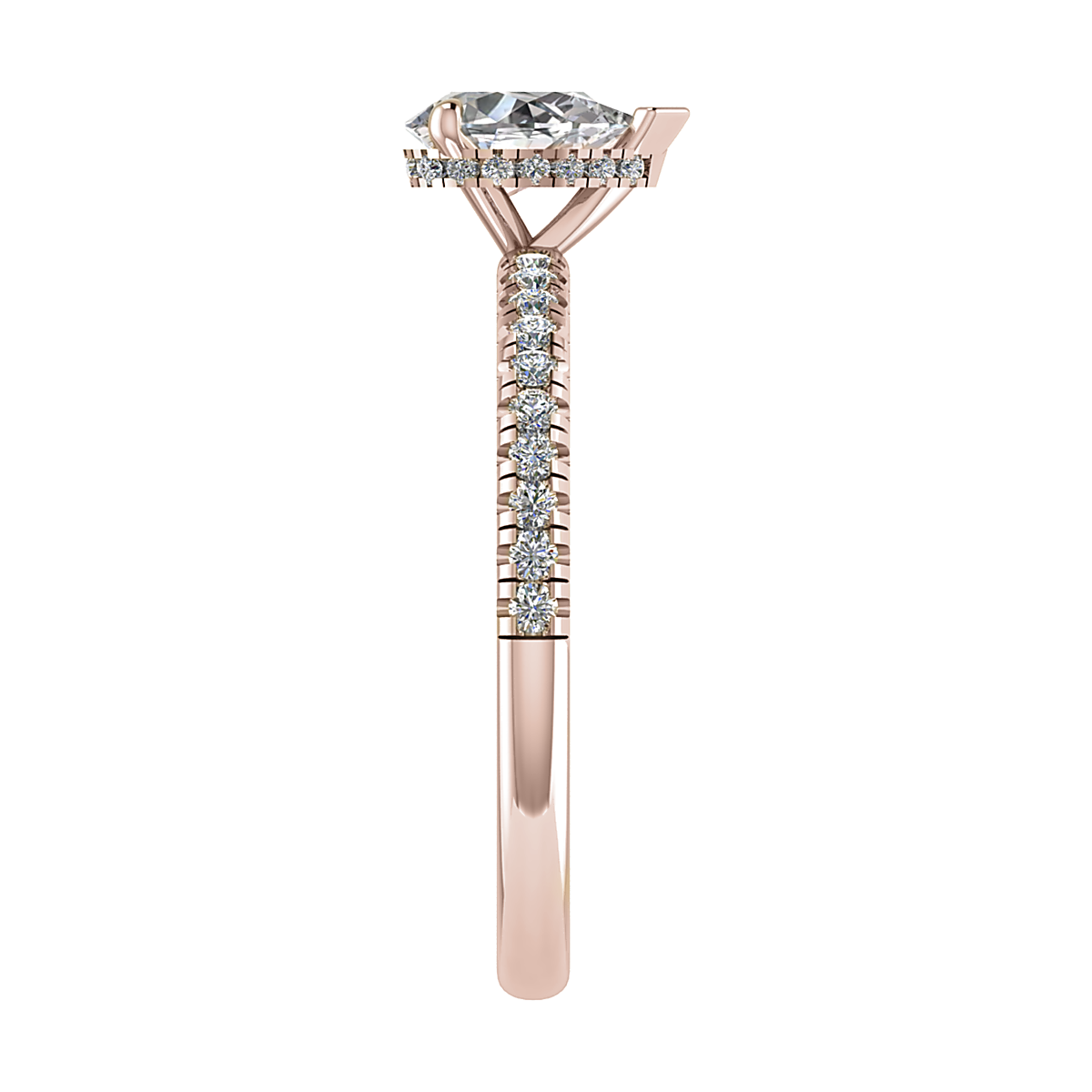 Pear 18K Rose Gold Lab Grown Diamond Set Shoulders (Hidden Halo)