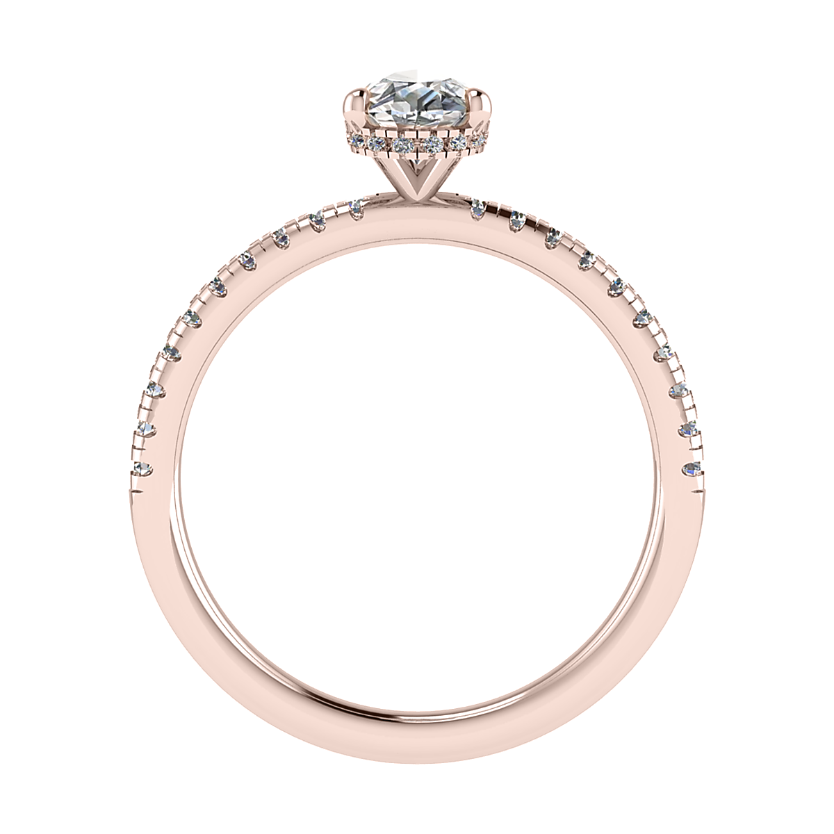 Pear 18K Rose Gold Lab Grown Diamond Set Shoulders (Hidden Halo)