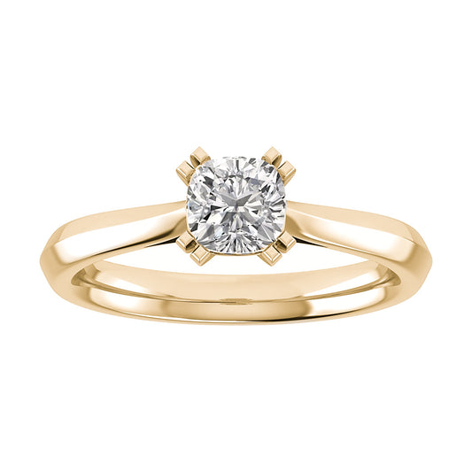 Cushion 18K Yellow Gold Lab Grown Solitaire