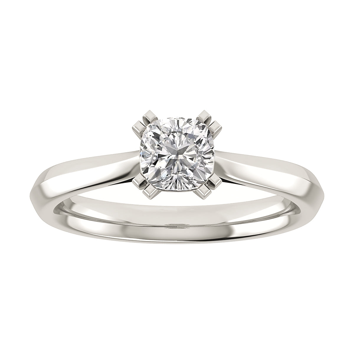 Cushion 18K White Gold Lab Grown Solitaire