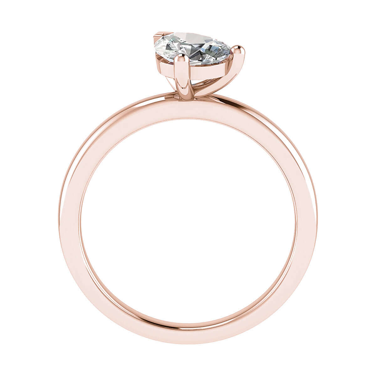 side view luxury pear rose gold solitaire lab grown diamond engagement ring