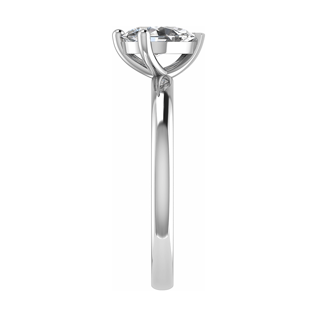 side image of luxury pear white gold solitaire lab grown diamond engagement ring