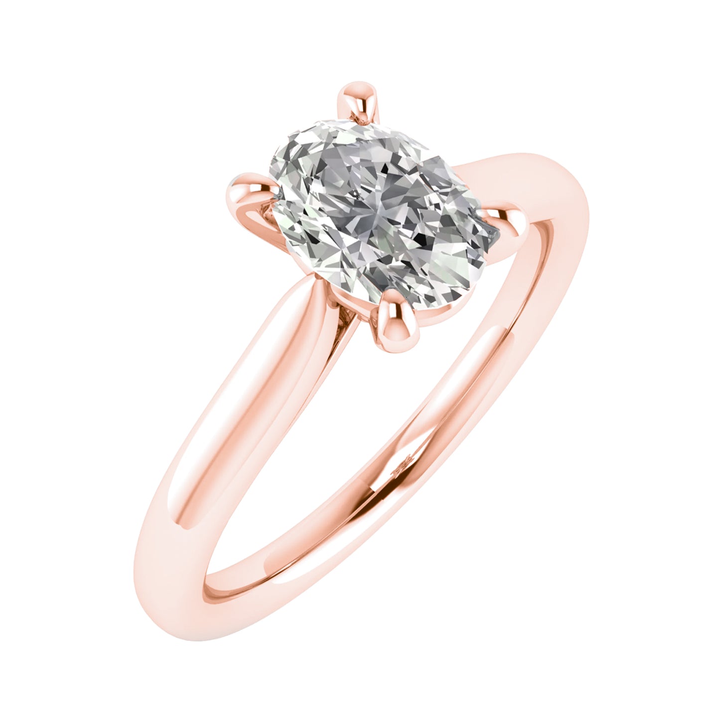 frontal left image luxury oval rose gold solitaire lab grown diamond engagement ring
