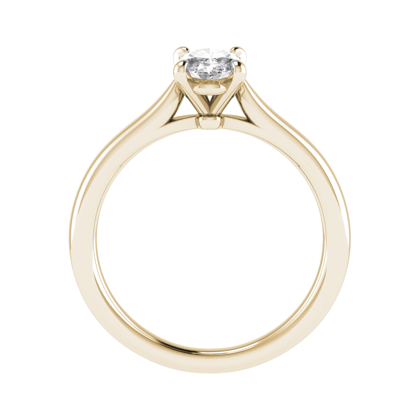 side angle of luxury oval yellow gold solitaire lab grown diamond engagement ring 