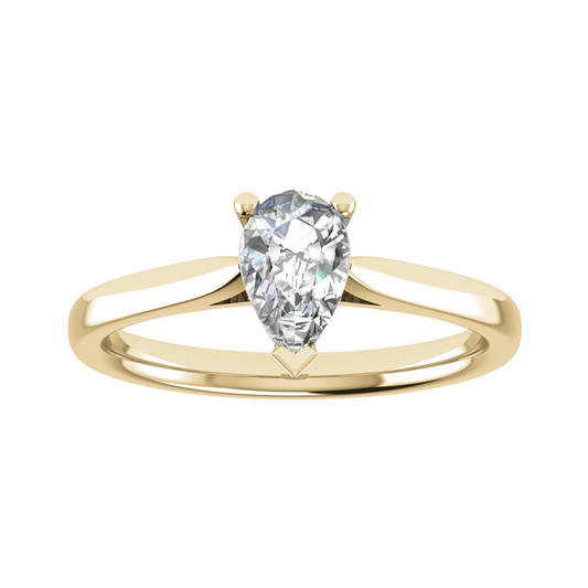 luxury pear yellow gold solitaire lab grown diamond engagement ring