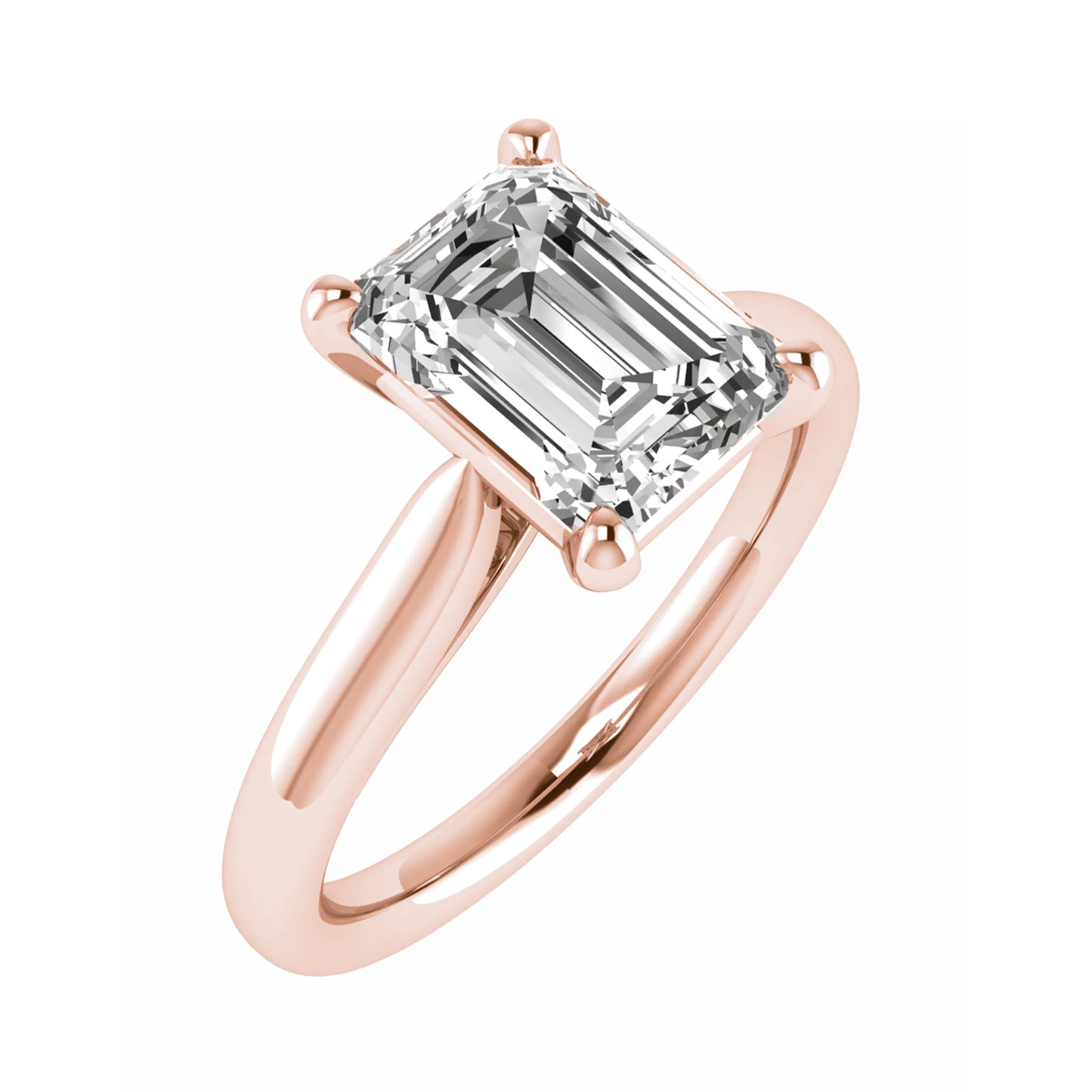 image of luxury emerald rose gold solitaire lab grown diamond engagement ring