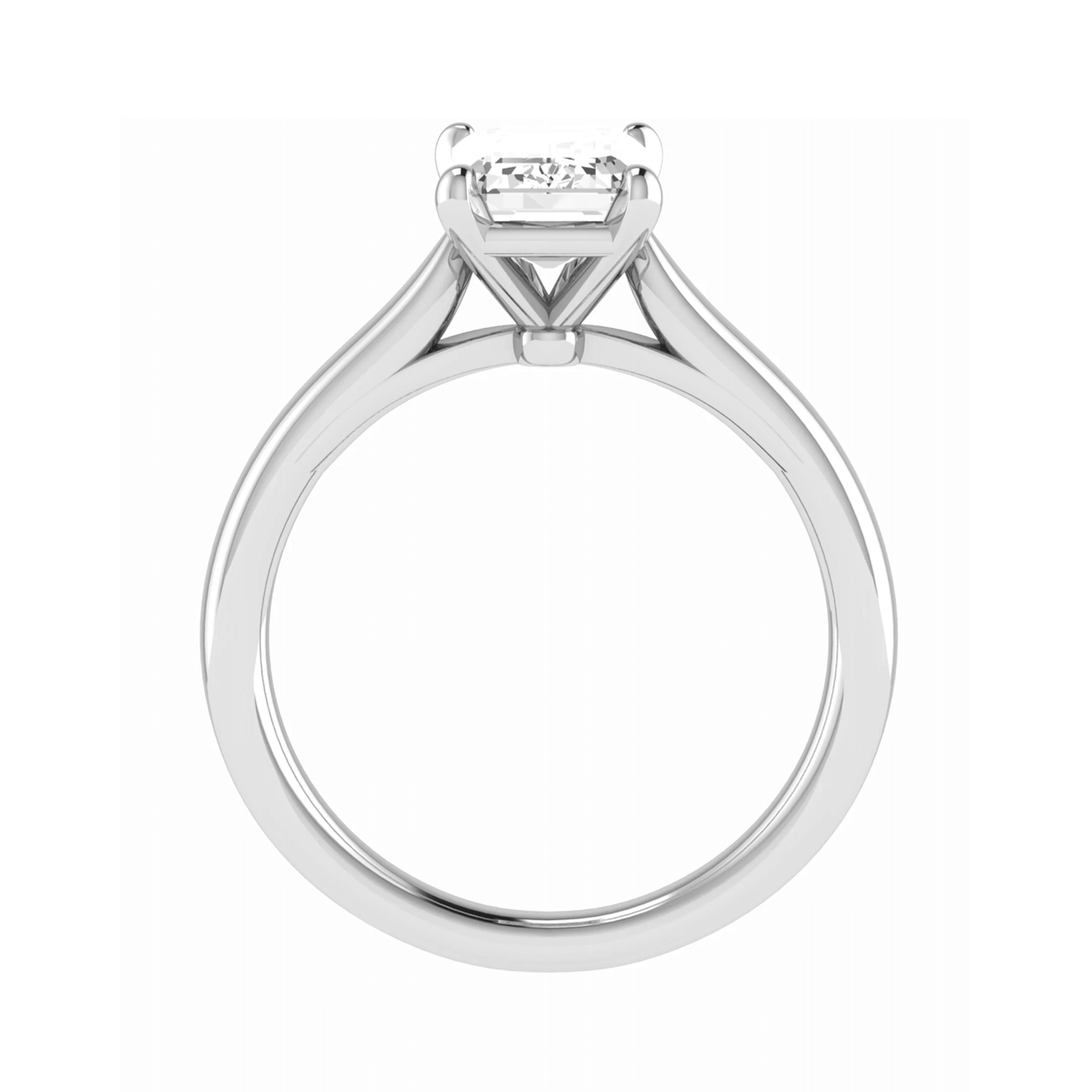 side view luxury emerald platinum solitaire lab grown diamond engagement ring