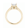 side angle of emerald yellow gold solitaire lab grown diamond engagement ring