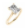 frontal left view of luxury emerald yellow gold solitaire lab grown diamond engagement ring