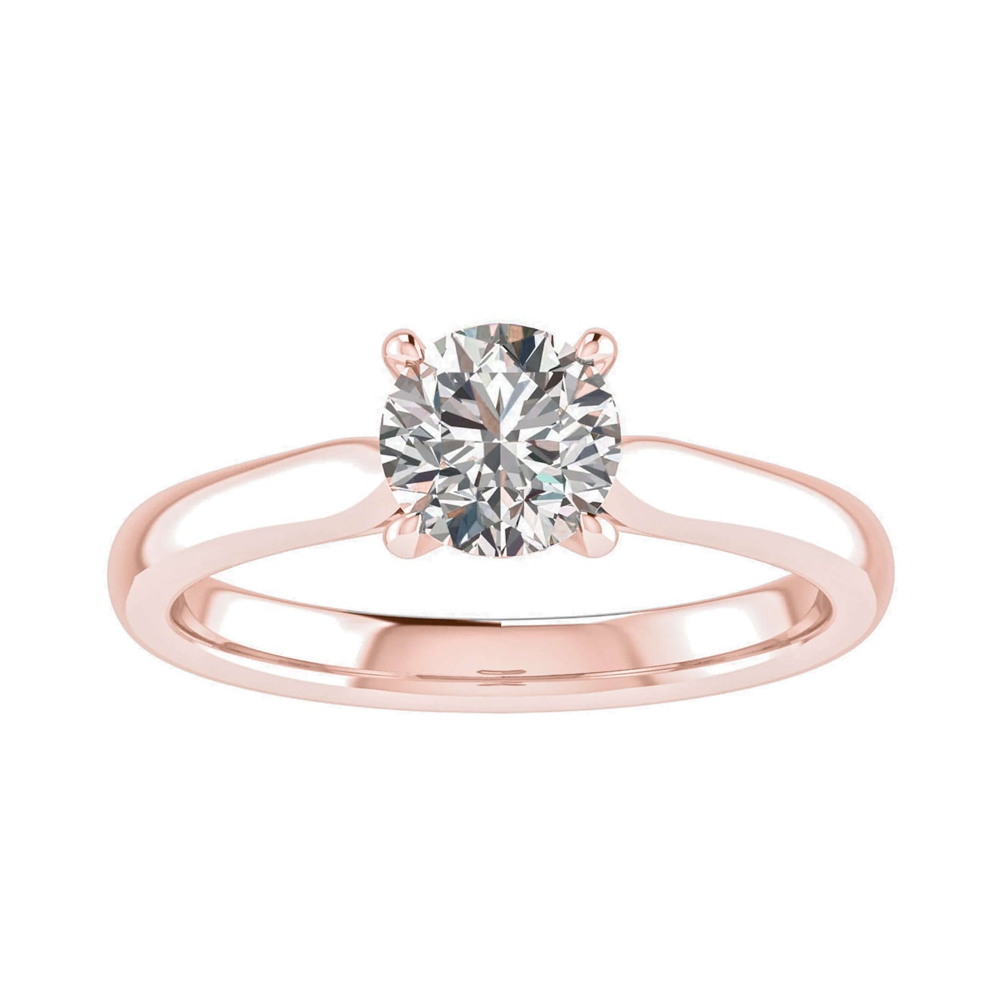 luxury round rose gold solitaire lab grown diamond engagement ring