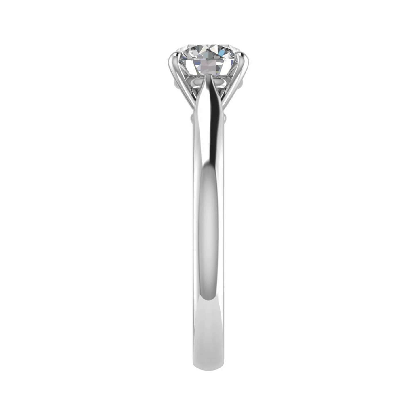side angle luxury platinum solitaire round lab grown diamond engagement ring