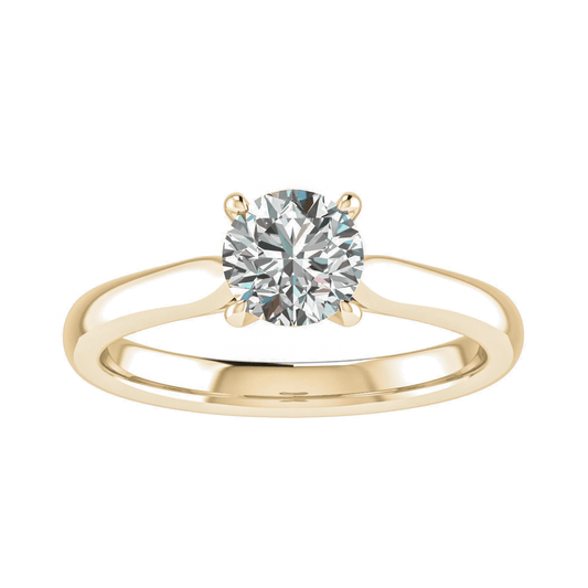 luxury round yellow gold solitaire lab grown diamond engagement ring