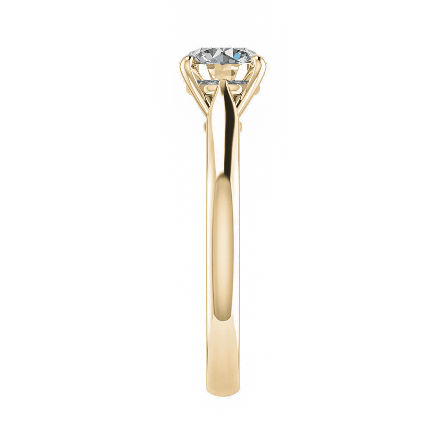 luxury yellow gold hidden halo lab grown diamond engagement ring image side on