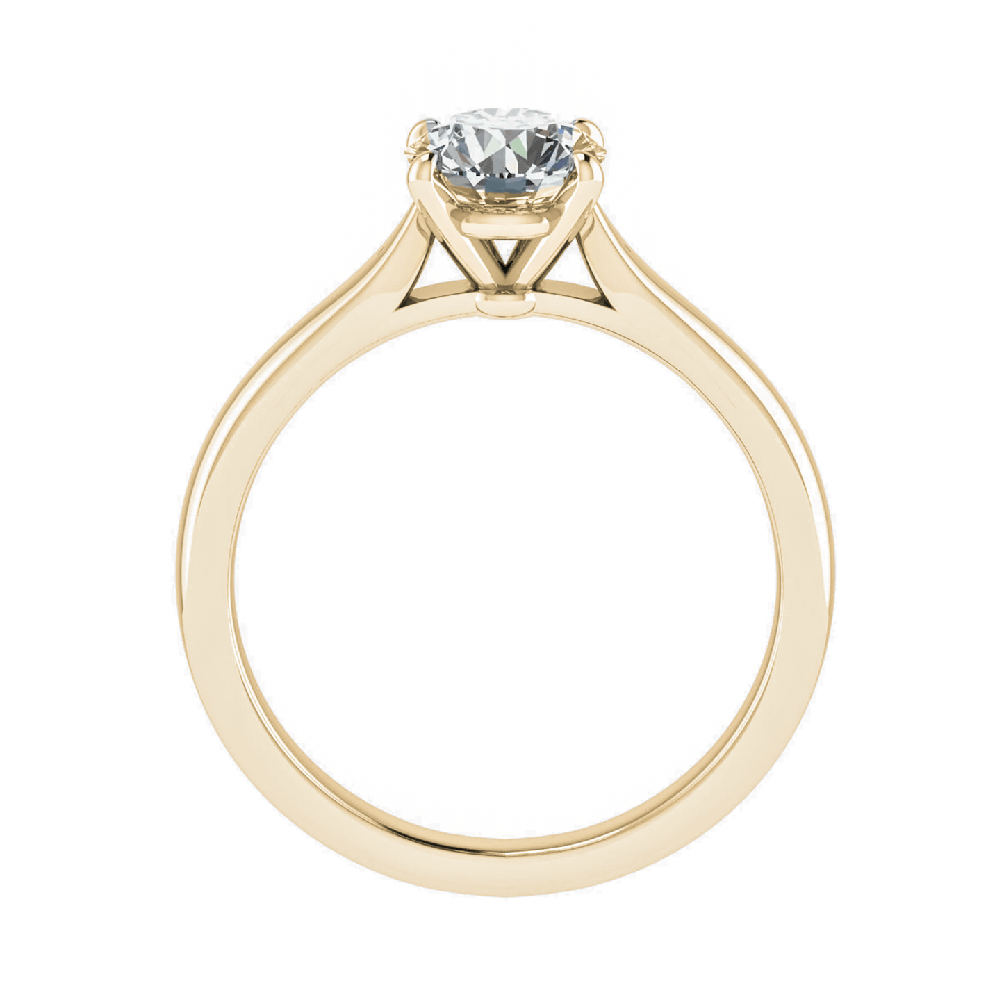 luxury yellow gold hidden halo lab grown diamond engagement ring side image